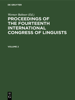 cover image of Proceedings of the Fourteenth International Congress of Linguists. Volume 2